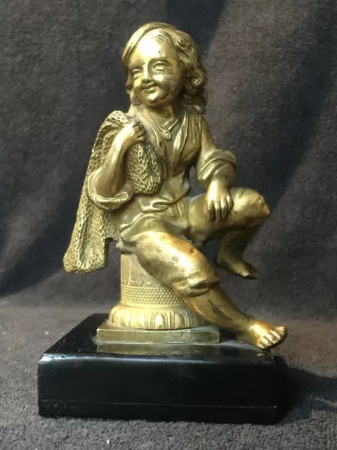"Jeune pêcheur napolitain" petit bronze doré début XIXe