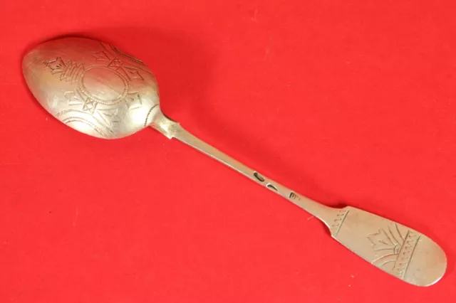 Antique Russian Empire Sterling SILVER 84 Hallmark Carved tea Spoon