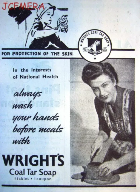 Original  Wright's 'COAL TAR SOAP' Advert #3 : Small 1944 Print AD