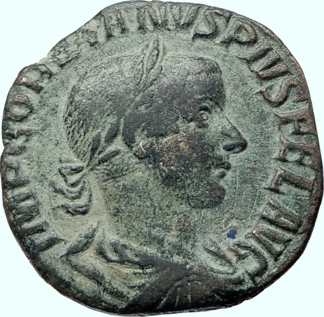 GORDIAN III Authentic Ancient 240AD Rome Authentic Sestertius Roman Coin i42154