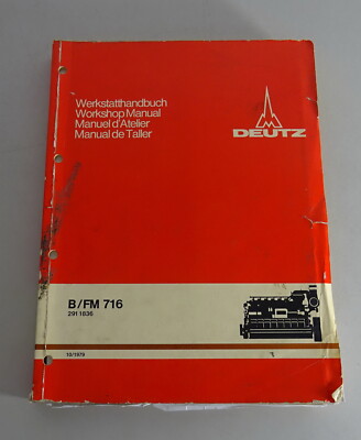 Workshop Deutz Motore Diesel B DEUTZ Manuale D'Officina Fm 716 Supporto 10/1979 