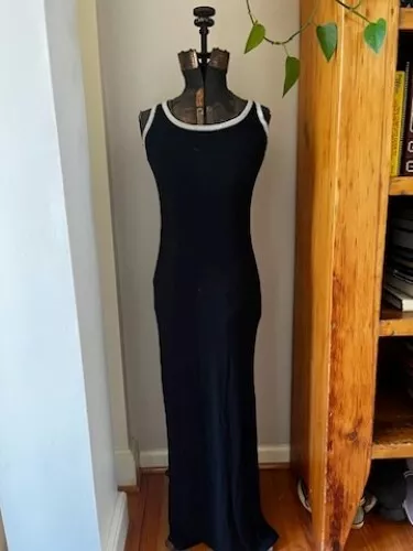 Women's GAP Body Sleeveless Racerback Maxi Black Jersey Column Dress - Size XS