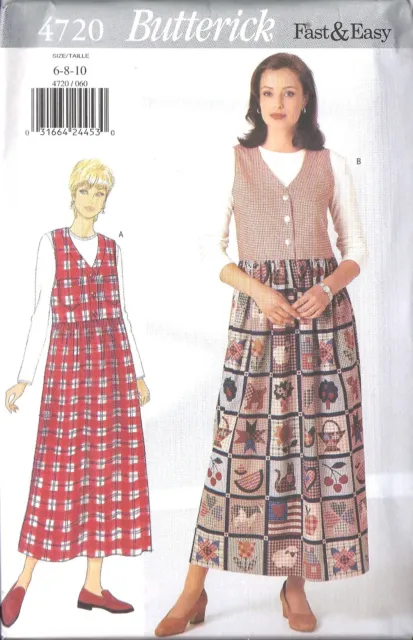 UNCUT Butterick Vintage Sewing Pattern Misses Pullover Sleeveless Dress Top 4720