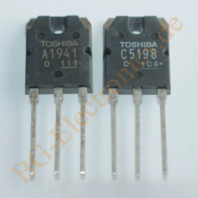 1 x 2SC5198 & 2SA1941 2 komplementär Transistoren 100W 140V 10A  Tosh TO-3P 2pcs
