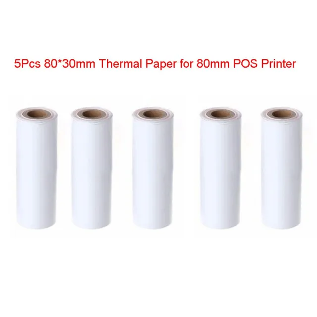 5Pcs 80x30MM Thermal Receipt Paper Roll For Mobile 80MM POS Thermal Printer