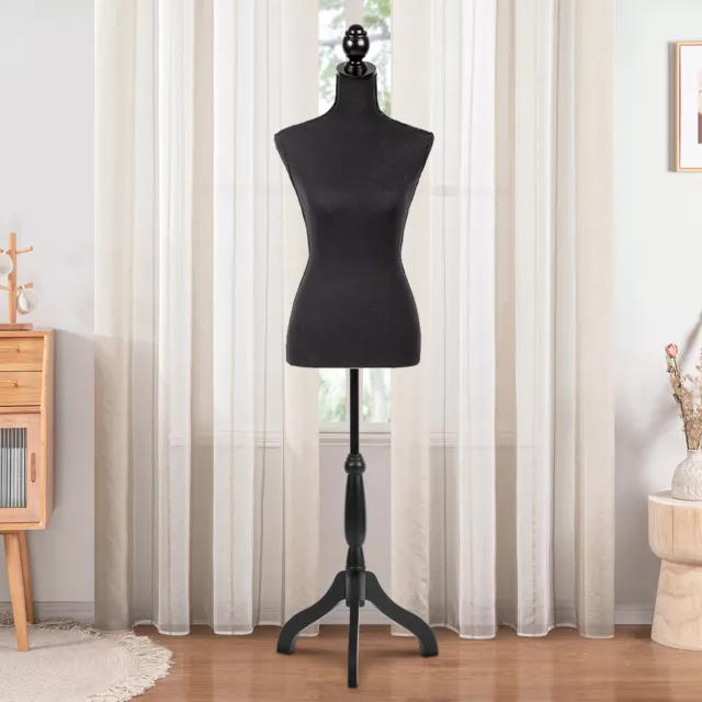 Female Mannequin Torso Dress Form Body Colthing Display w/ Tripod Stand Black