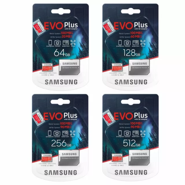 Micro SD 32GB 64GB 128GB 256GB 512GB Speicherkarte SDXC Class10 Samsung Evo Plus