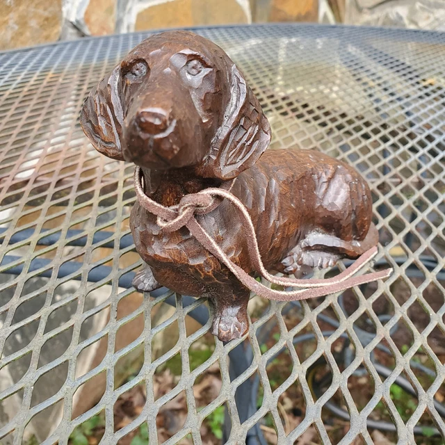 Red Mill Mfg Brown 6” Dachshund Sculpture Figure Handmade in USA Crushed Pecan
