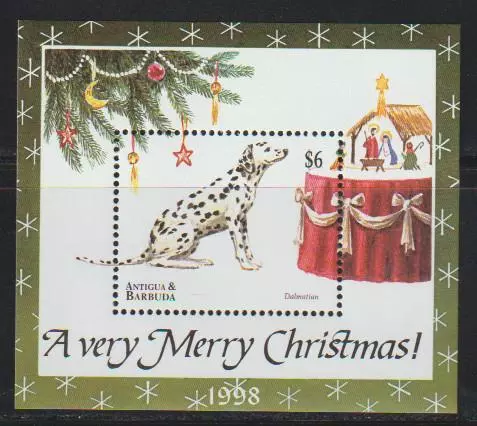 Antigua & Barbuda 1998 Christmas Dog Dalmatian Ss Mnh - Ant646