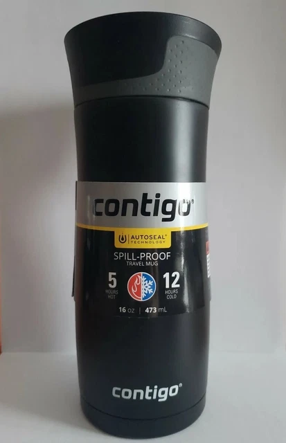 Spill-Proof Travel Mug, Stainless Steel, Black, loop 2.0, 16-oz, free shipping