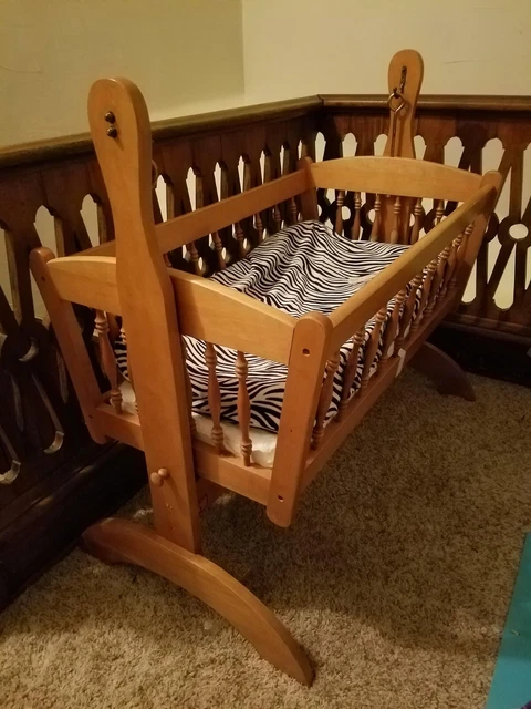 Rare Vintage Baby Time Rocking Crib 1950’s Wood