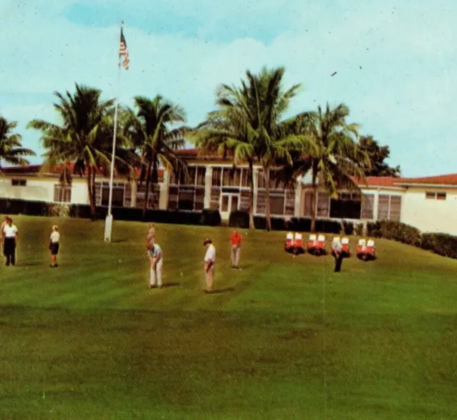 West Palm Beach Country Club Putting Practice Club House US Flag FL Postcard