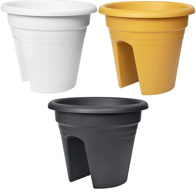 3 x Hängetopf Balkon Geländer Blumentopf Hängetöpfe Garten Blumen Kräuter Topf