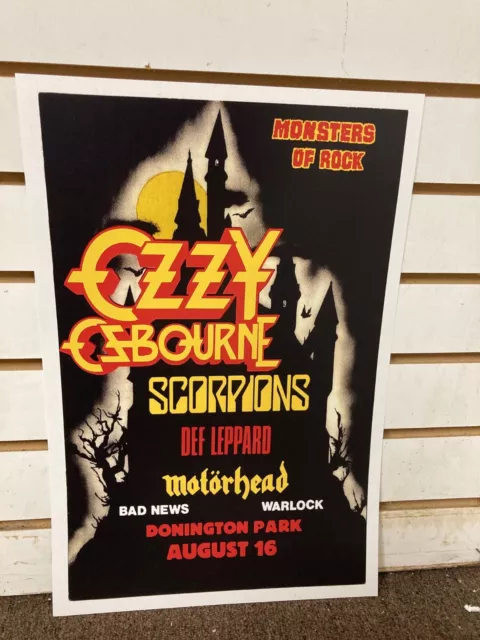 1986 Monsters of Rock Ozzy Osbourne Def Leppard Cardstock Concert Poster