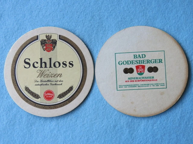 2 Beer Brewery COASTERS: Konigsbacher Schloss Weizen ~ Koblenz, Germany Est 1838