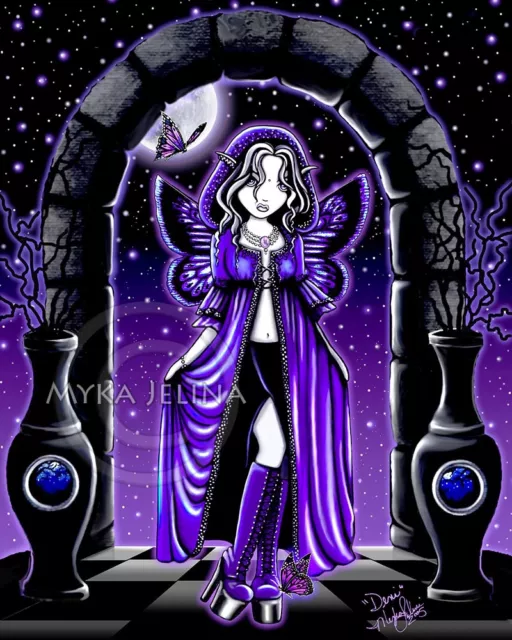 Blue Moon Fairy Butterfly Gothic Faerie Signed Print DEMI Myka Jelina Art