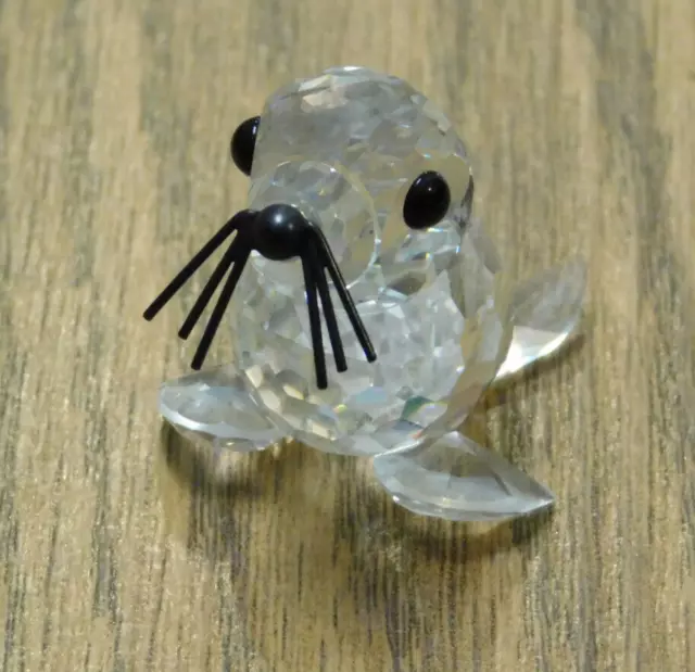 Swarovski Silver Crystal Miniature Baby Seal Figurine, 7663 NR 46, with Box