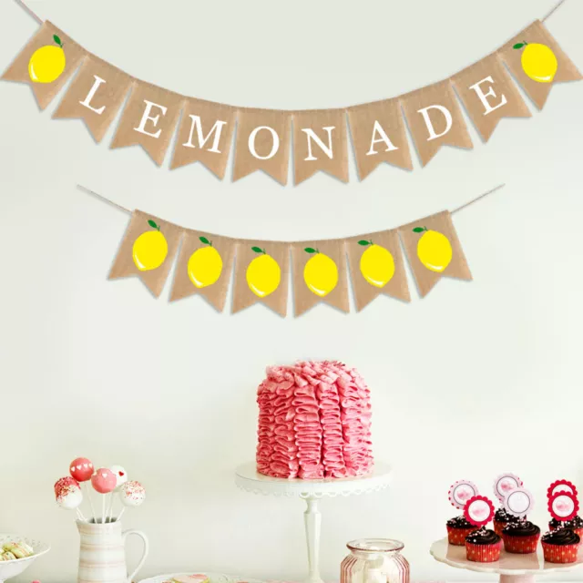 2 stücke Sackleinen Banner sommer lemon und limonade hängen bunting dekoration