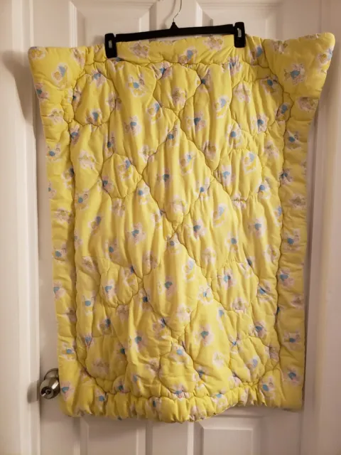 Vintage Baby Bedding Blanket Quilt Crib Nursery Animals Yellow Rabbit Horse 1980