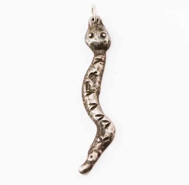 Early Old Pawn Coin Silver Stamped Snake Pendant Early Old Pawn Coin Silver Stamped Snake Pendant