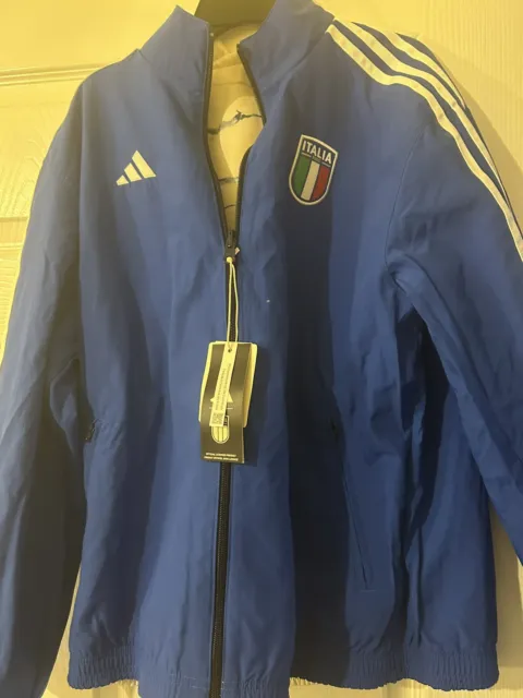 adidas Italy 2023 Reversible Anthem Jacket - Blue/White Womens Large 3