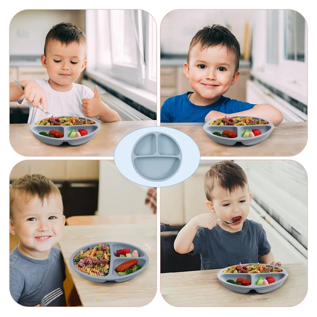 Vajilla resistente a las mordeduras 3 rejillas plato de alimentación para bebés destete infantil