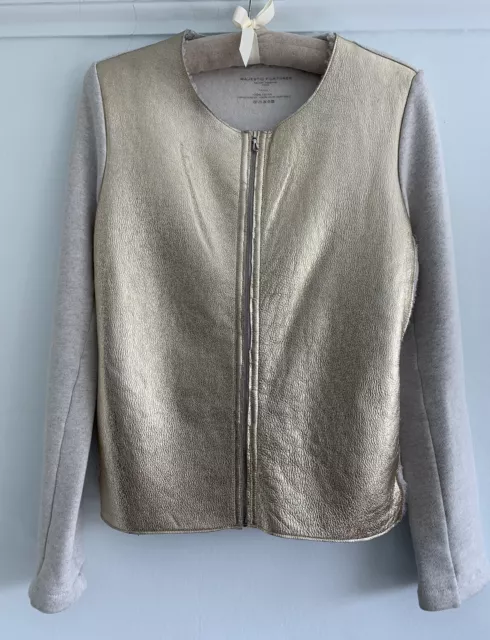 Majestic Filatures Paris Deluxe Teeshirt Jacket Gold Leather Front