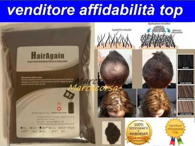 Microfibre di cheratina alopecia diradamento capelli folti ricarica 50gr