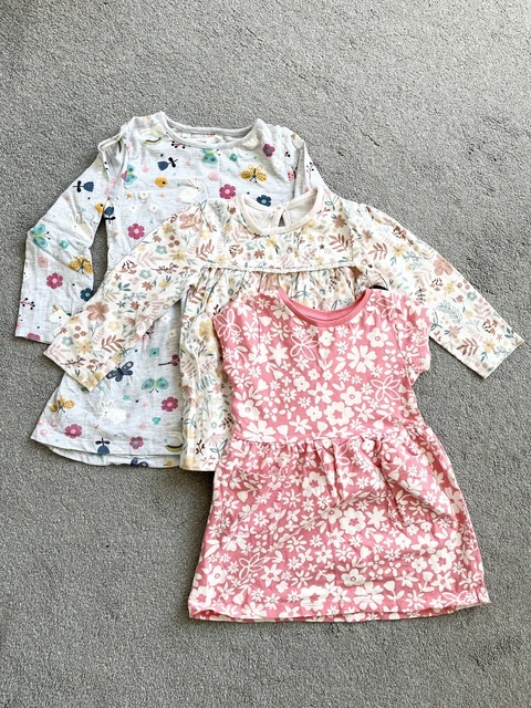 3 x Summer Baby Girl Dress Bundle Nutmeg George Floral Ditsy 12-18 Months