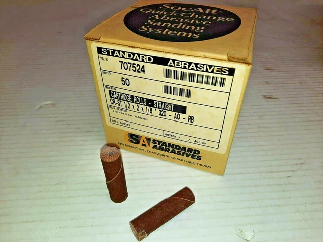 Standard Abrasives 707524 1/2"x2"x1/8" 320Grit A/O Straight Cartridge Rolls
