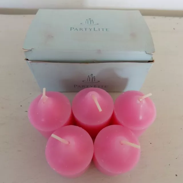 Lot of 5 Petal Pink Partylite Enchanted Rose Votive Candles Vintage