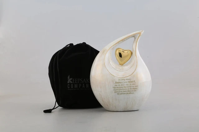Gorgeous Golden White Teardrop Urn - urns for Ashes Adult male - urns for human
