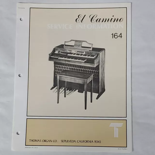 Thomas Organ El Camino 164 Service Manual c1965 Sepulveda California