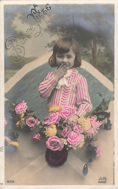 Carte Postale Français Romantique Couple Amour Baiser Vintage