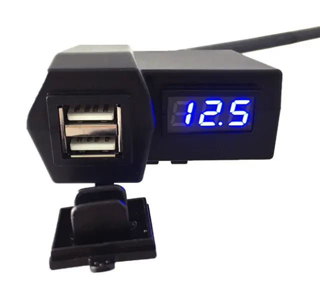 Motorcycle Waterproof Dual USB Charger With LED Voltmeter Adapter Accessories