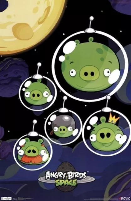 2012 ROVIO ANGRY BIRDS SPACE PIGS POSTER 22x34 NEW FREE SHIPPING TRENDS #5460