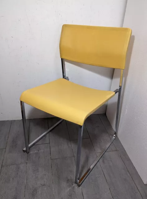 Vintage Krueger Chrome Stacking Side Chair - Mid Century Modern - Yellow