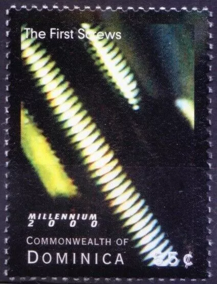 Dominica 2000 MNH, First Metal Screw Invented, Science, Inventions