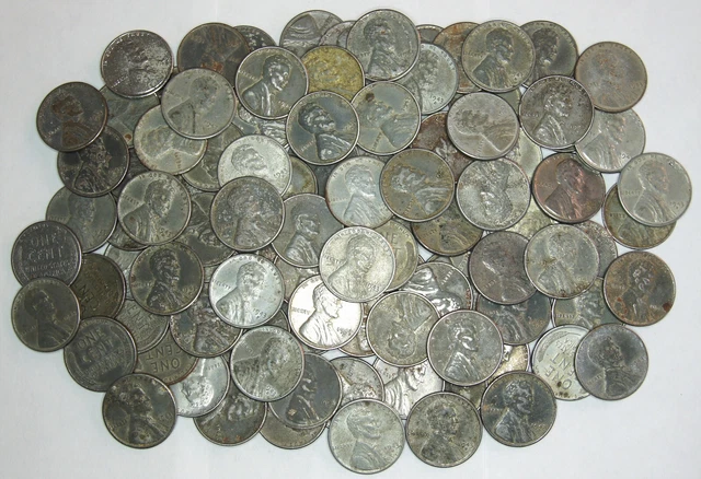 1943 D & P Steel Wheat Penny Lot (100) - Old US Coins