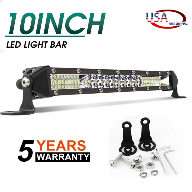 10inch Slim LED Light Bar Spot Flood Combo Work SUV Boat Offroad Driving ATV 4WD - Foto 5