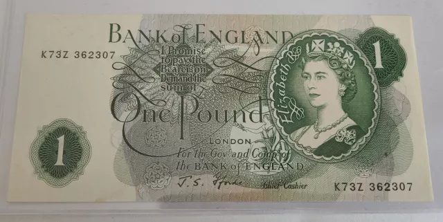 Bank Of England One Pound Collectable Grade Banknote 1960 - 1964 J.S Fforde