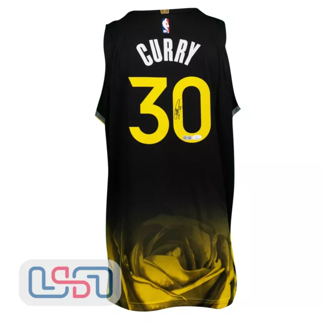 Stephen Curry Signed Warriors Black City Edition Nike Authentic Jersey USA SM
