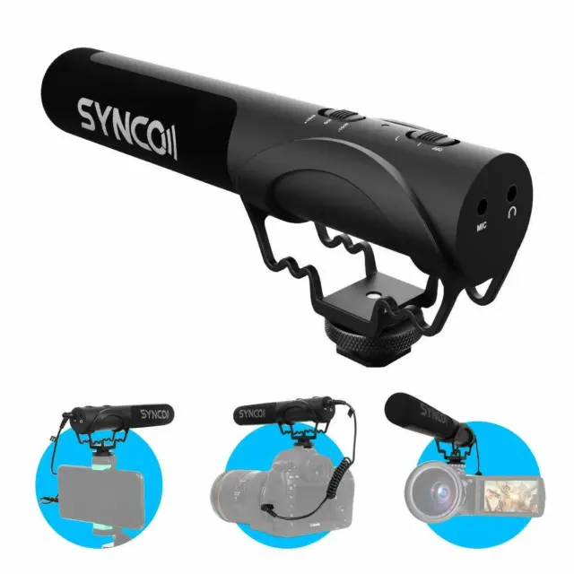 SYNCO Mic-M3 Shotgun Microphone Super-Cardioid Condenser for Smartphones DSLR