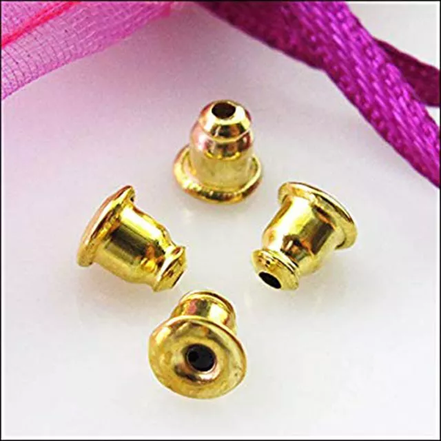 x10 Earrings gold metal plug stud stoppers findings post bullet back backing 2