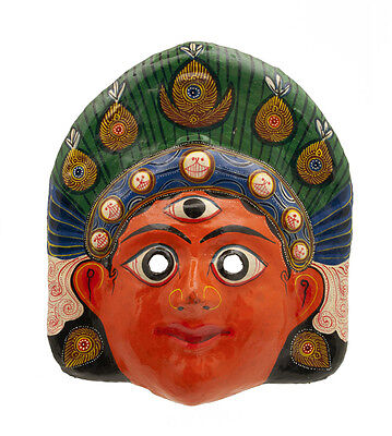 Mask Hat and Mitten Set Mahakali Kali Dance Indra Jatra Nepal Paper Mache 7320
