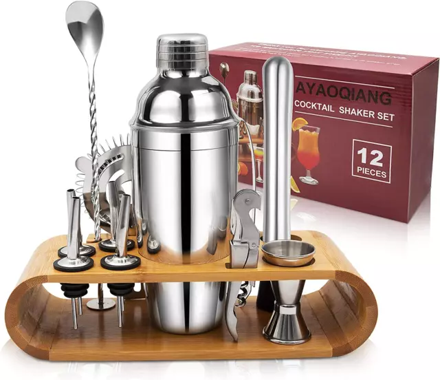 Set Cocktail 12 Pezzi, Kit Da Barman in Acciaio Inox, Cocktail Shaker Set, 750Ml