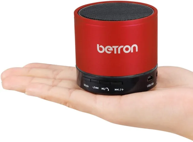 Betron KBS08 Bluetooth Lautsprecher, kabellos, tragbar, mini, rot 3