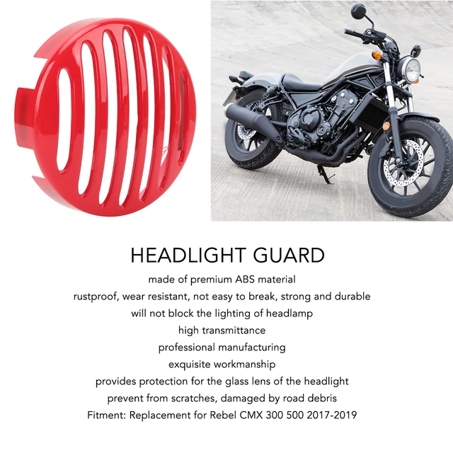 Red Headlight Grille Cover Motorcycle Head Lamp Guard For Rebel CMX 300 500