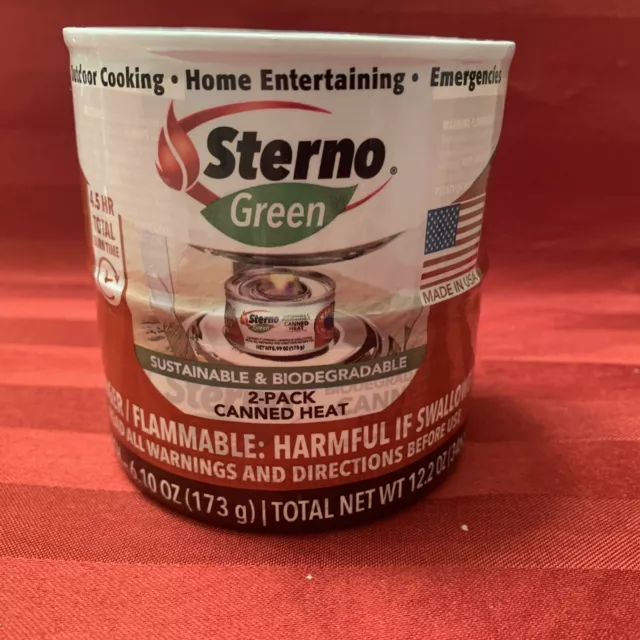 2 cans Sterno Green 2 Packs Canned Heat Outdoor Cooking Fondue 6.10oz Each