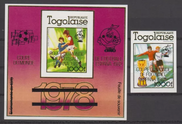 Togo 1499B Block S/S 167B MNH ** Fussball Football 1982 Overprint imperforated